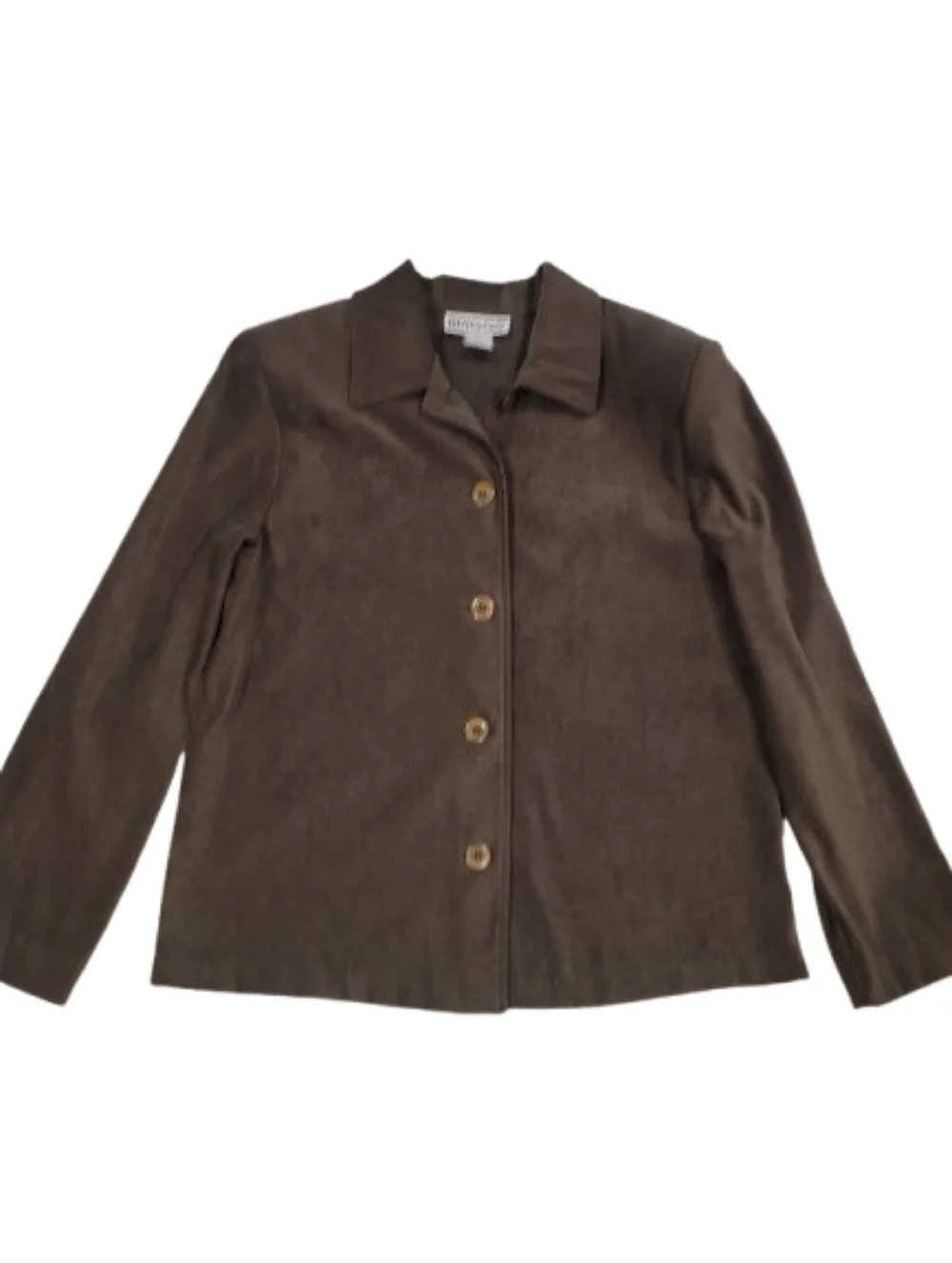 Briggs New York Faux Suede Shirt Jacket Moss Green Medium